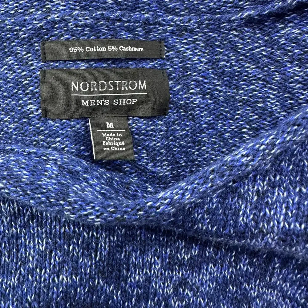 Nordstrom Men's Shop Cotton Cashmere Crewneck Sweater M Blue Heather NWOT